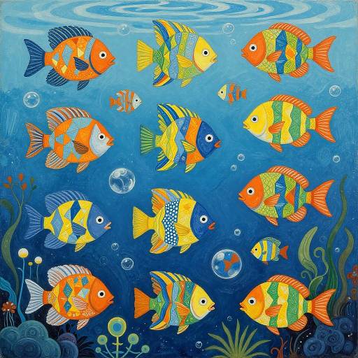 Whimsical Escher-Inspired Flying Fish