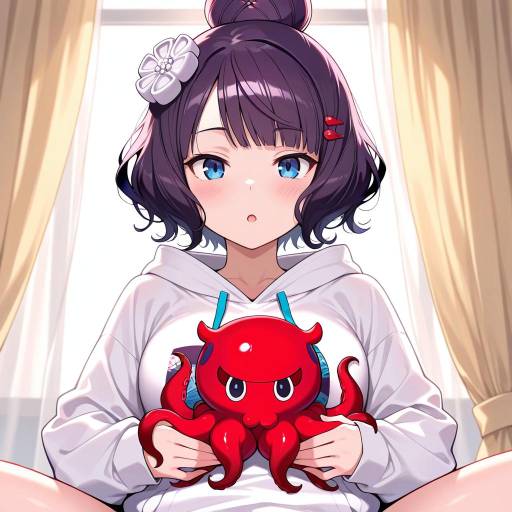 Hokusai-Inspired Girl with Octopus