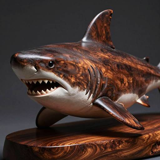 Hyperrealistic Mahogany Shark Carving
