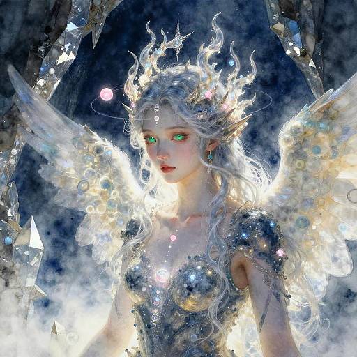 Translucent Angelic Being in Crystalline Cavern