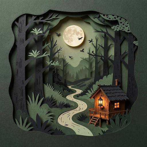 Enchanted Swamp Paper Cut Artwork