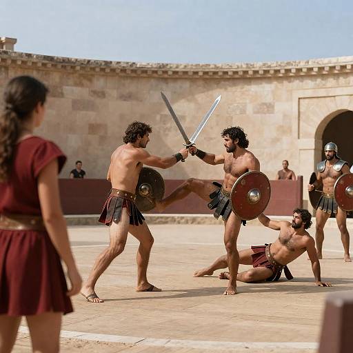 Gladiator Clash in Roman Arena