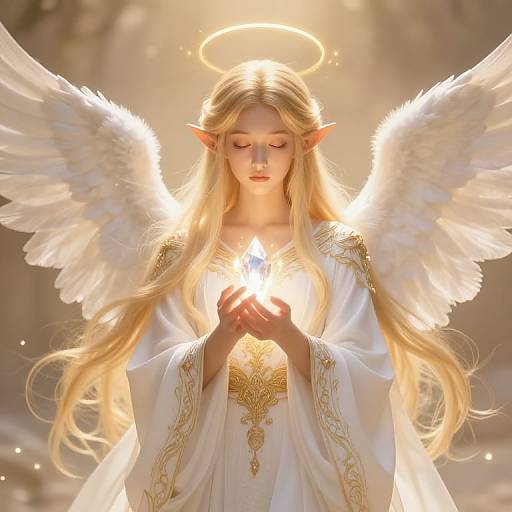 Ethereal Angelic Elf with Glowing Crystal