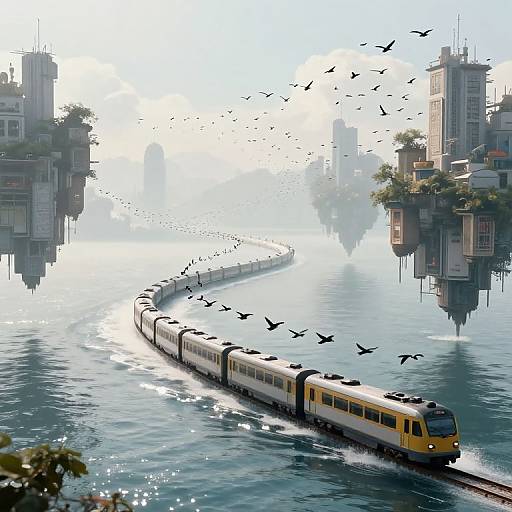 Ethereal Trains with Birds and Humanity