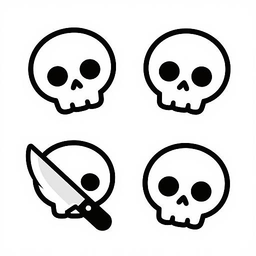 Cute Cartoon Skulls with Knife Vector