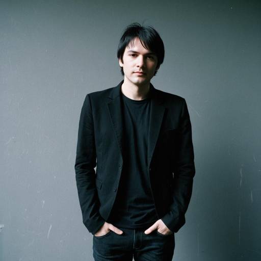 Slim Male in Minimalist Black Post-Punk Outfit