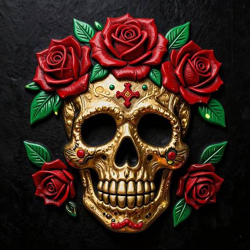 Mexican Gang Skull with Roses