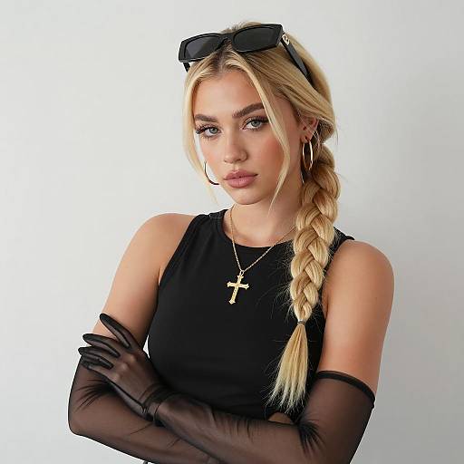 Chic Young Woman in Black Attire