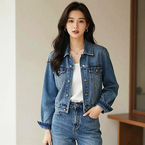 Elegant Young Woman in Casual Denim