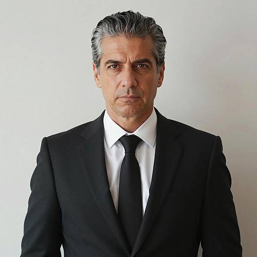 Middle-aged Man in Black Suit Portrait