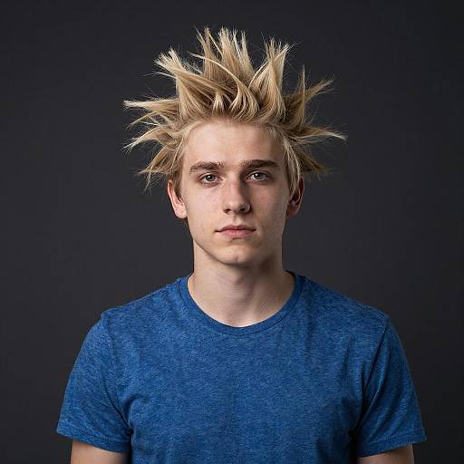 Young Male Portrait with Spiky Blonde Hair