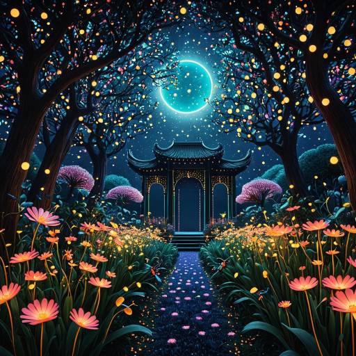Celestial Garden of Enchanted Blossoms