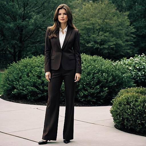 Woman in Brown Formal Pant Suit Outdoors