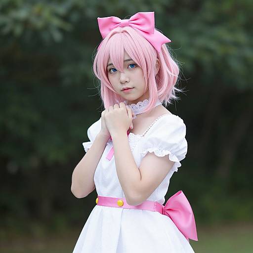 Tsuyuri Cosplay Pink Hair Girl