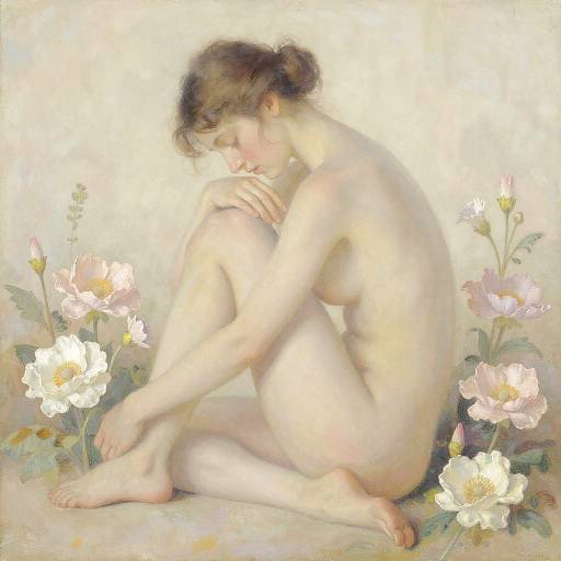 Anmutige Frauenpose mit Blumen