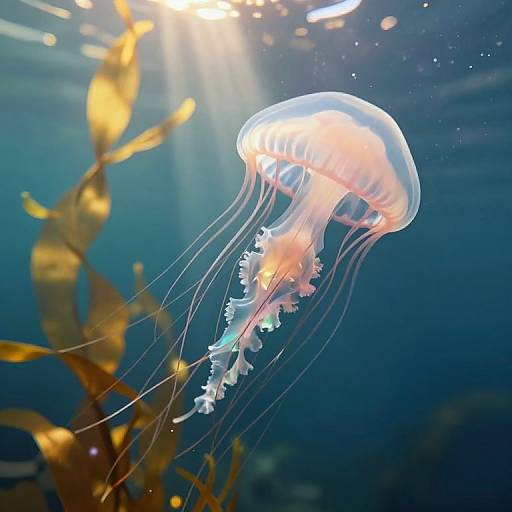 Ethereal Jellyfish in Golden Seaweed
