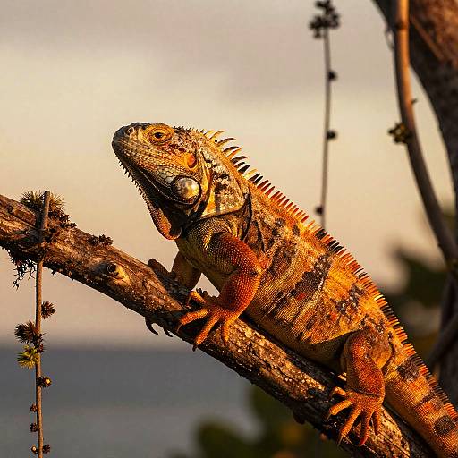 Liguana on Twisted Branch at Sunset