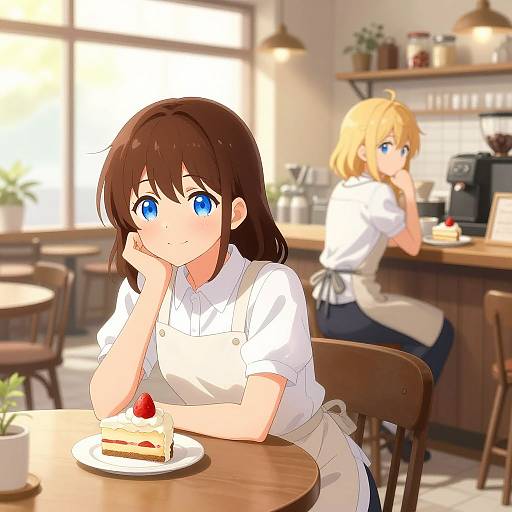Cozy Anime Cafe Scene
