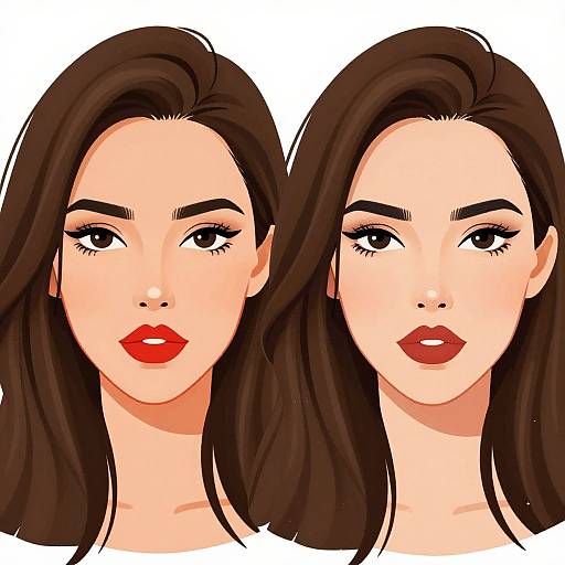 Vibrant Cartoon Twin Woman Portraits