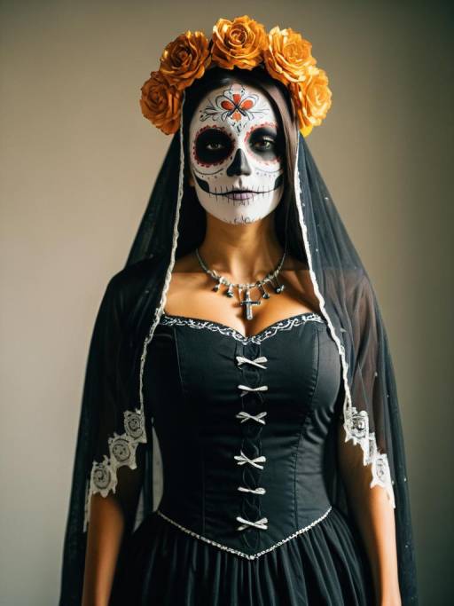 Photorealistic Woman in La Muerte Costume