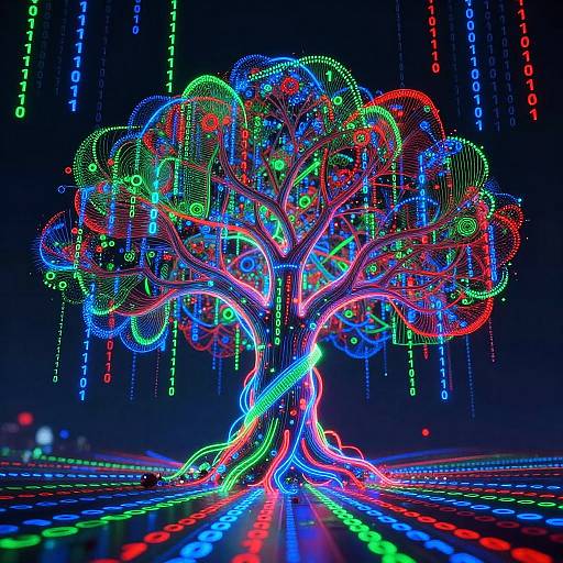 Vibrant Cybernetic Tree in 8K