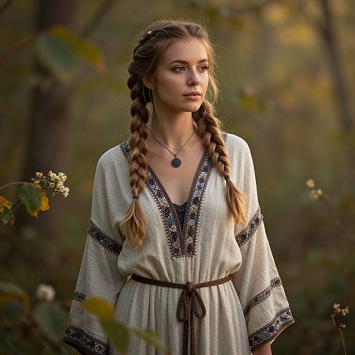 Bohemian Woman in Enchanted Forest