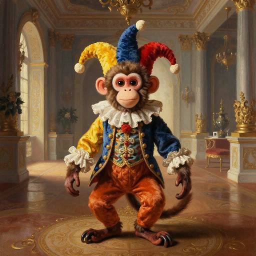 Baroque Court Jester Monkey Scene
