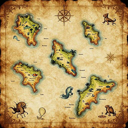 Vintage Fantasy Treasure Map Art