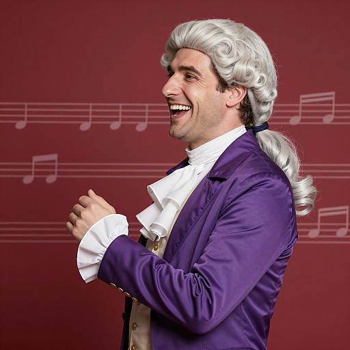 Stylish Man in Purple with Musical Flair