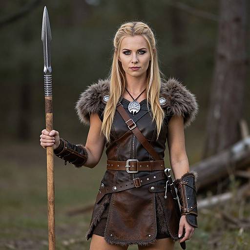 Viking Warrior Girl in Leather