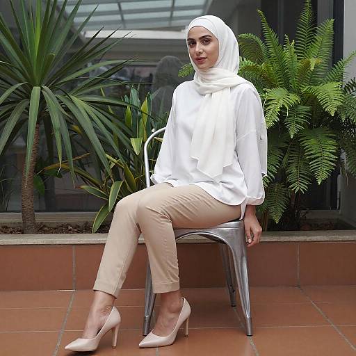 Elegant Woman in White Hijab