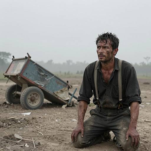 Rugged Man in a Barren Landscape