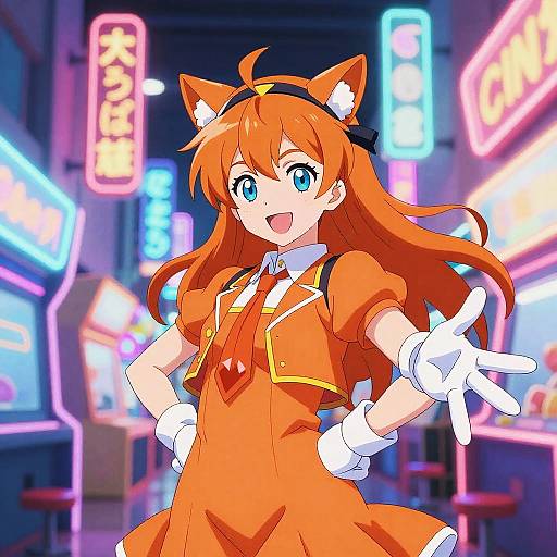 Neon Arcade Rei in Orange Dress