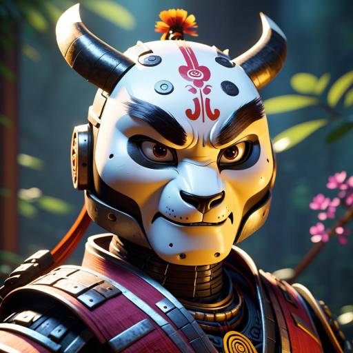 Vibrant Robotic Samurai Portrait Artwork Vibrant Robotic Samurai Portrait Artwork