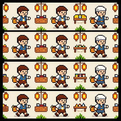 Cheerful Villager Pixel Art Animation