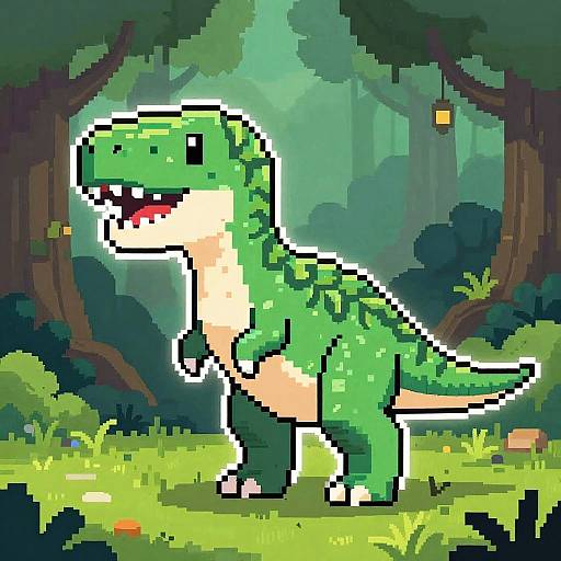 Vibrant Pixel Dinosaur Sprite