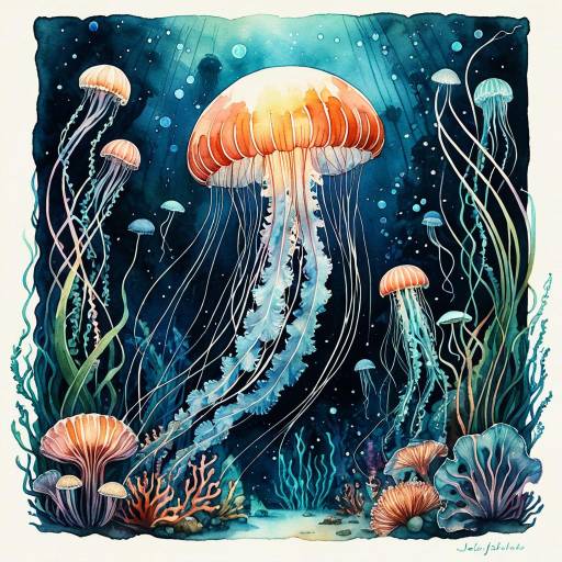 Dreamy Watercolor of a Mystical Jellyfish Dreamy Watercolor of a Mystical Jellyfish