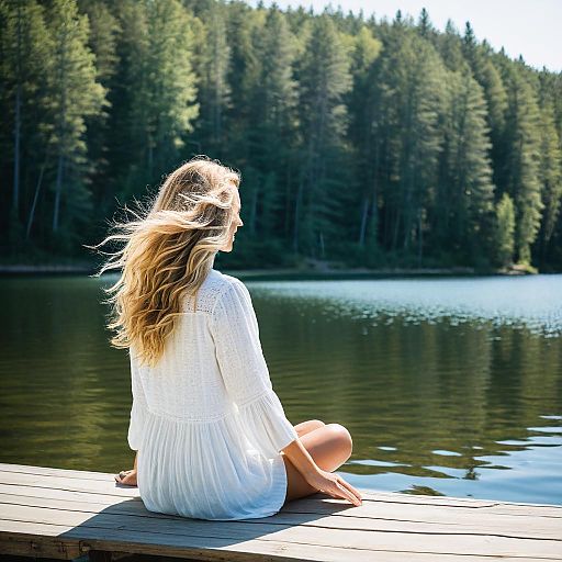 Serene Lakeside Bliss with Woman