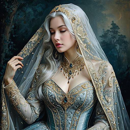 Ethereal Enchantress in Ornate Gown