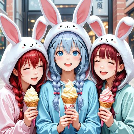 Charming Girls with Colorful Hoods