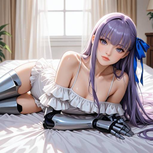 Solo Girl with Long Purple Hair