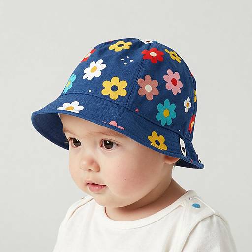 Blue Toddler Hat with Flowers