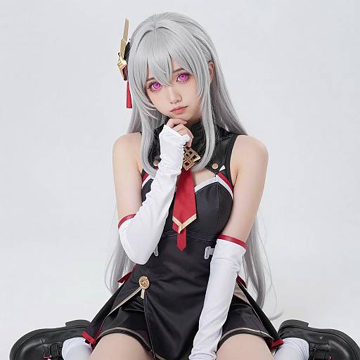 Anime Cosplayer with Silver Hair