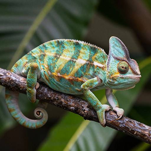 Photorealistic Overweight Chameleon on Branch