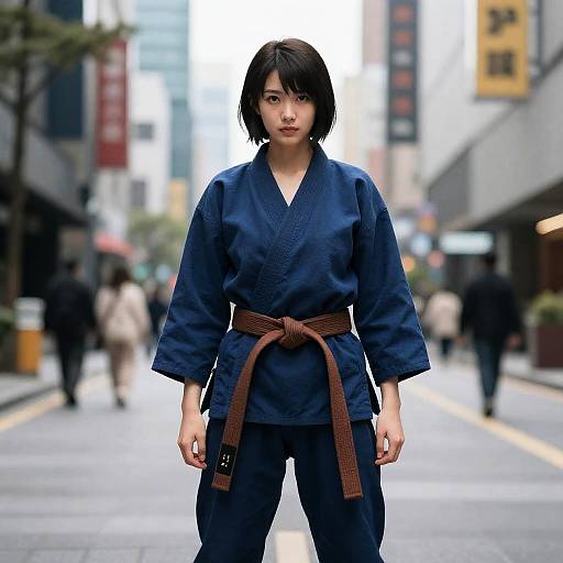 Woman Standing on City Street