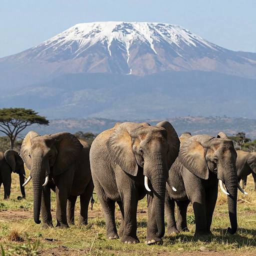 African Elephants on Grassy Plain