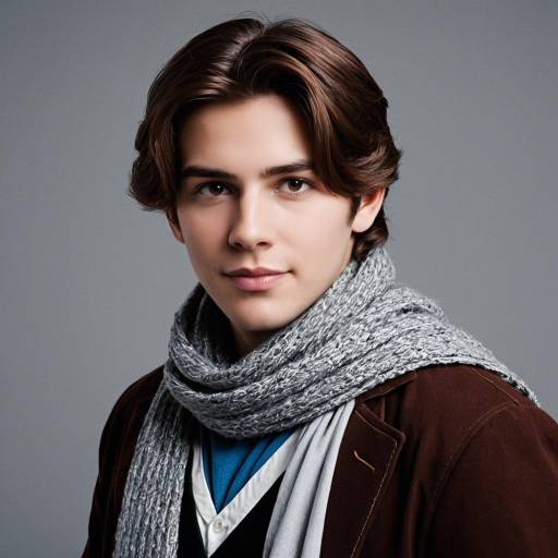 Young Man Wearing Scarf and Jacket Portrait
