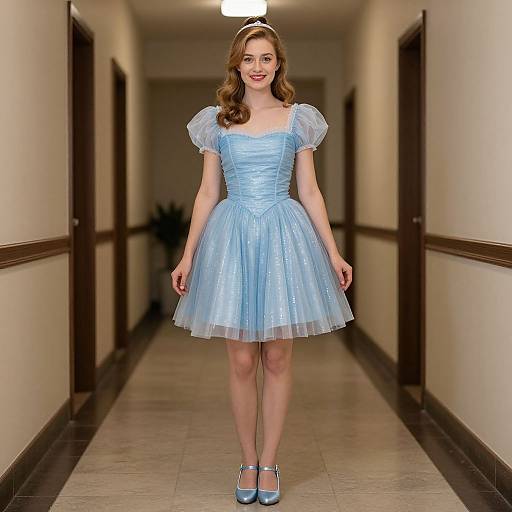 Woman in Glinda Blue Dress