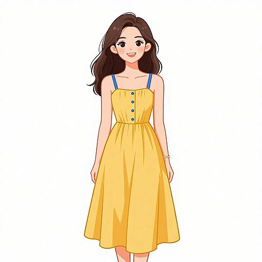 Smiling Woman in Mustard Sundress