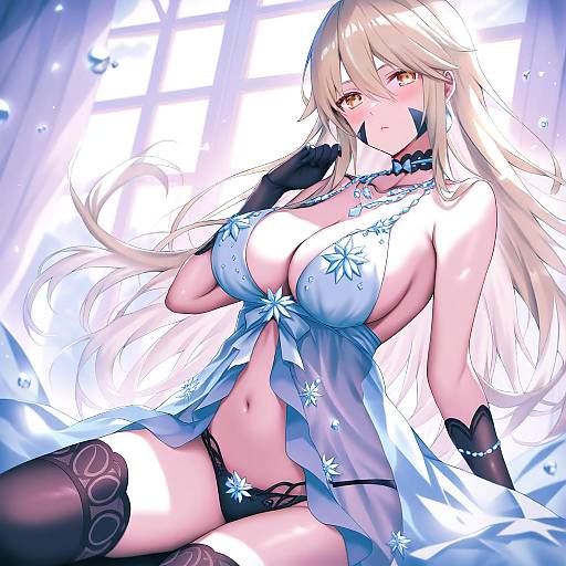 Illustration of Artoria pendragon (lancer alter) (royal icing) (fate), fate (series) in the style of Morizono shiki